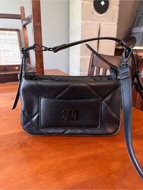 Steve Madden Quilted Leatherette Shoulder Bag - Black